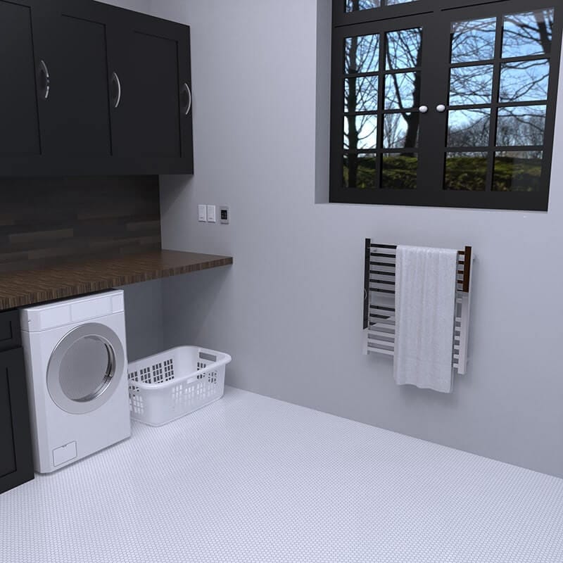 Quadro Q2932.2 Towel Warmer in Polished Stainless With TDHCR Front View