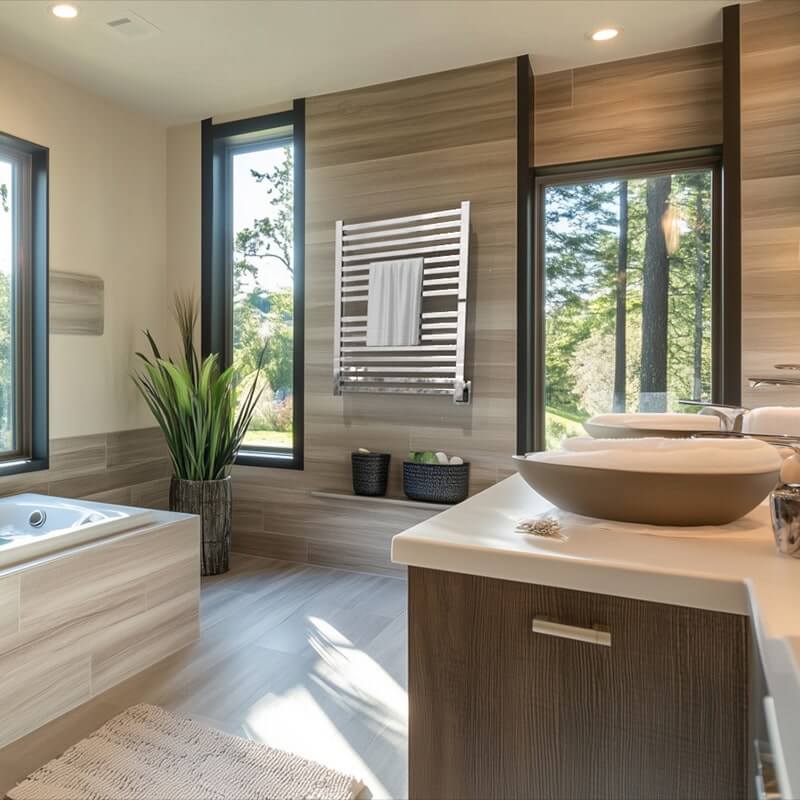 Quadro Q2942.2 16 Bar Towel Warmer in Polished Stainless Corner View Lifestyle