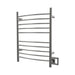 Radiant Hardwired Curved 10 Bar Towel Warmer Brushed Stainless Dual Gang Plate Side View