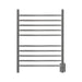 Radiant Hardwired Curved 10 Bar Towel Warmer Polished Stainless Front View