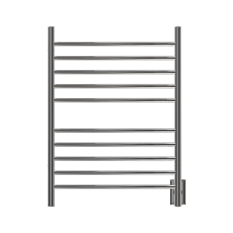 Radiant Hardwired Curved 10 Bar Towel Warmer Polished Stainless Front View