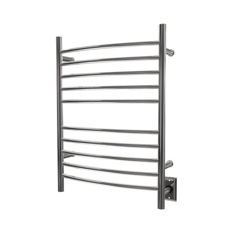 Radiant Hardwired Curved Towel Warmer Polished Stainless Side View