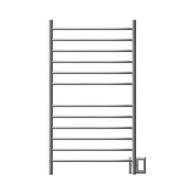 Radiant Large Hardwired Curved 12 Bar Towel Warmer Brushed Stainless Dual Gang Plate Front View
