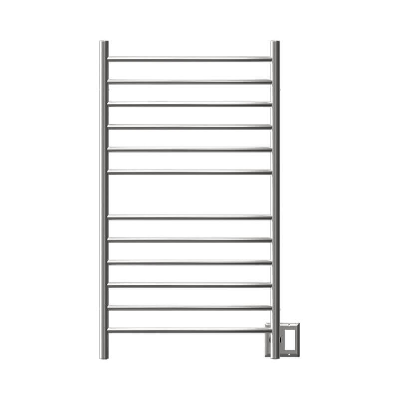 Radiant Large Hardwired Curved 12 Bar Towel Warmer Brushed Stainless Dual Gang Plate Front View
