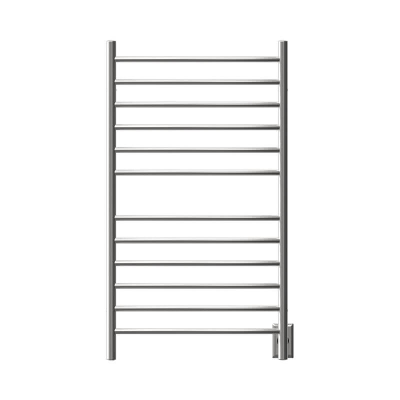 Radiant Large Hardwired Curved 12 Bar Towel Warmer Brushed Stainless Hardwired Front View