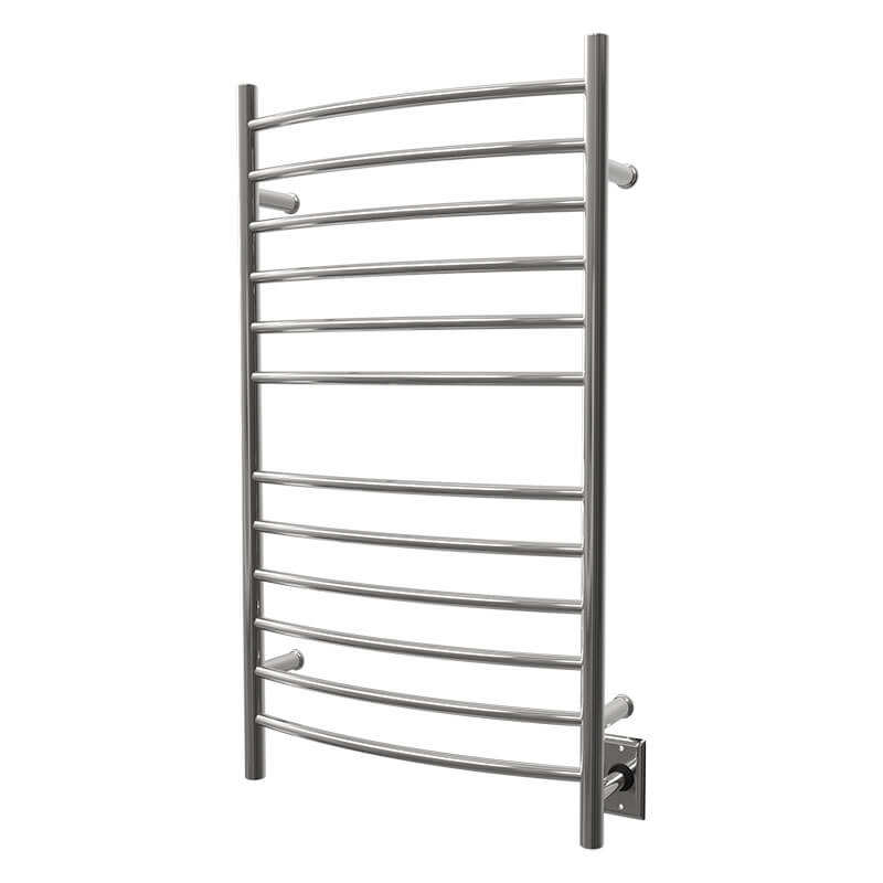 Radiant Large Hardwired Curved Polished Stainless Hardwired Side View