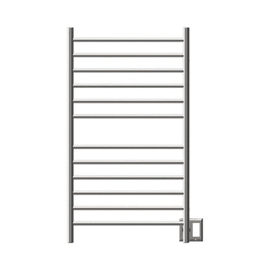 Radiant Large Straight 12 Bar Towel Warmer Brushed Stainless Double Gang Plate Front View