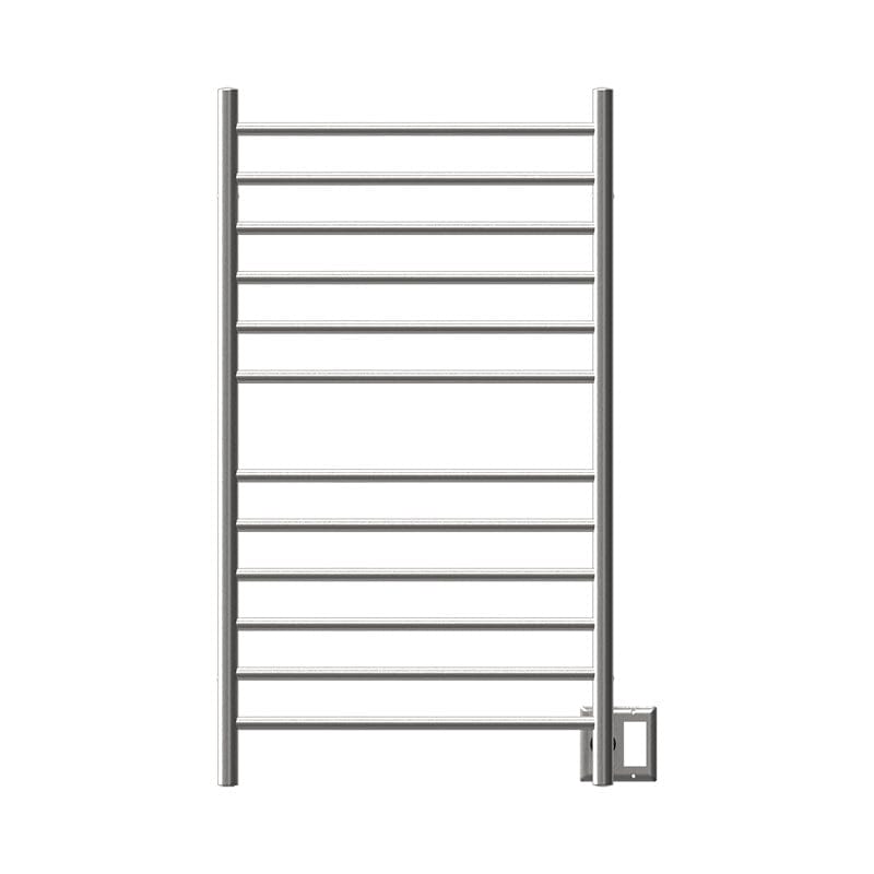 Radiant Large Straight 12 Bar Towel Warmer Brushed Stainless Double Gang Plate Front View