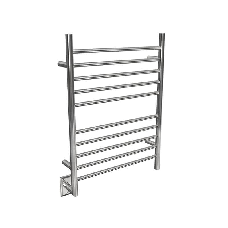 Radiant Left Straight 10 Bar Towel Warmer Polished Stainless Side View