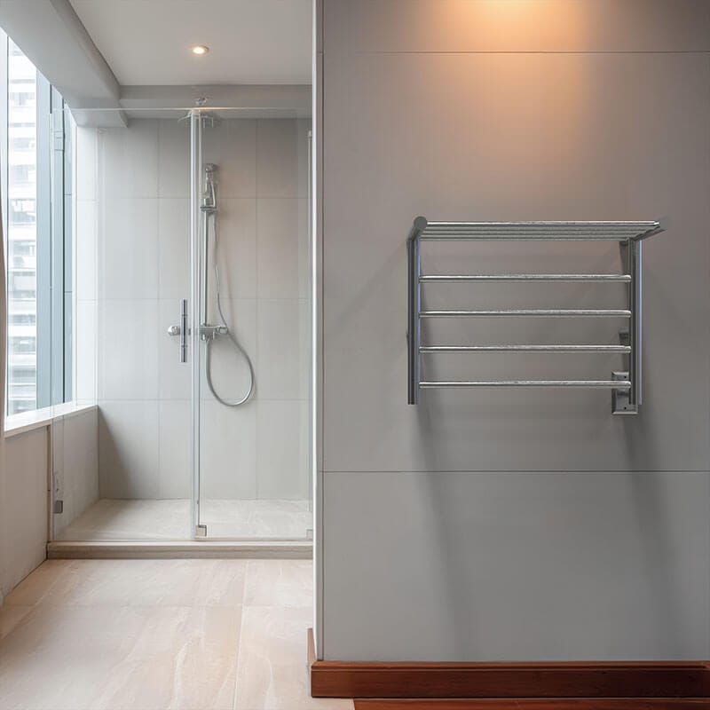 Radiant Shelf Brushed Stainless Front View Application