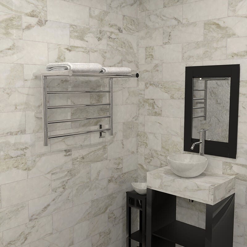 Radiant Shelf Polished Stainless Corner View