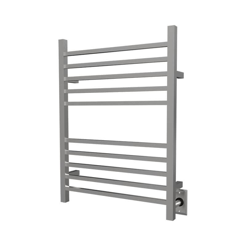 Radiant Square 10 Bar Towel Warmer Brushed Stainless Hardwired Side View