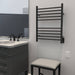 Radiant Square 10 Bar Towel Warmer Matte Black Hardwired Side View Application