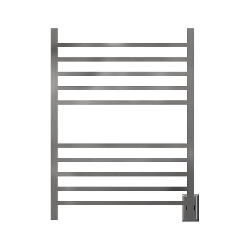 Radiant Square 10 Bar Towel Warmer Polished Stainless Hardwired Front View