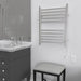 Radiant Square Towel Warmer Brushed Stainless Plug in Side View Application