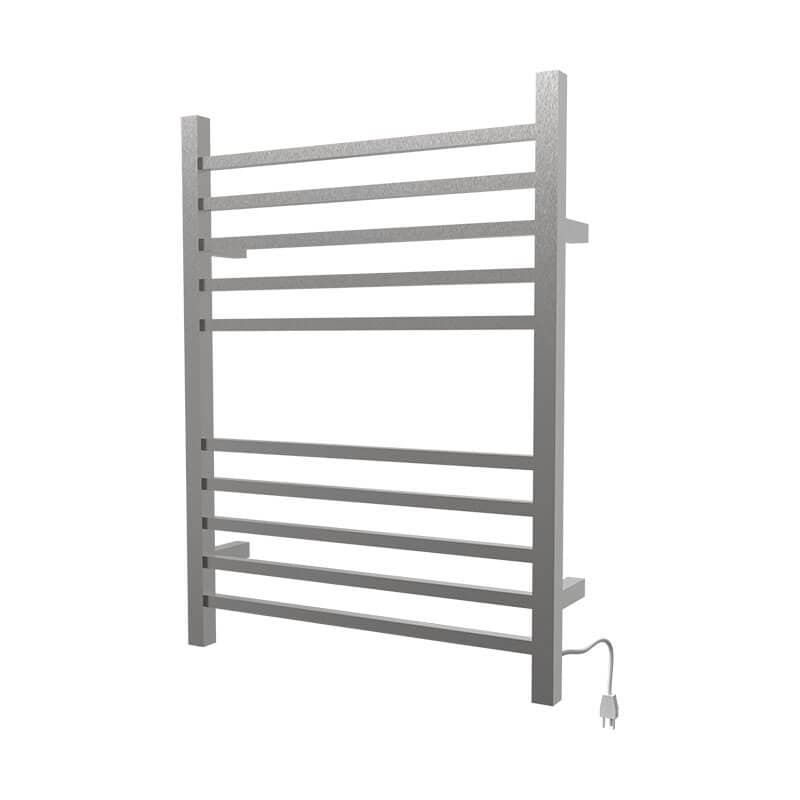 Radiant Square Towel Warmer Brushed Stainless Plug in Side View