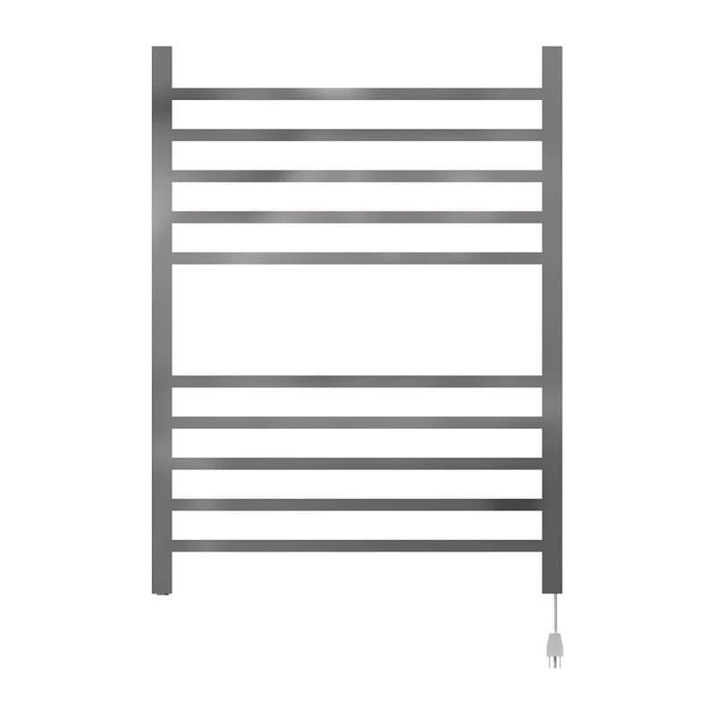 Radiant Square Towel Warmer Polished Stainless Plug in Front View