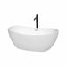 Rebecca 60" Freestanding Acrylic Bathtub With Shiny White Trim and Matte Black Faucet Top Front View
