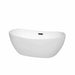 Rebecca 60" Freestanding Acrylic White Bathtub With Matte Black Trim No Faucet Top Front View