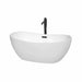 Rebecca 60" Freestanding Acrylic White Bathtub With Matte Black Trim Top Front View