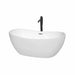 Rebecca 60" Freestanding Acrylic White Bathtub With Polished Chrome Trim and Matte Black Faucet Top Front View
