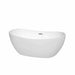 Rebecca 60" Freestanding Acrylic White Bathtub With Polished Chrome Trim No Faucet Top Front View