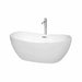 Rebecca 60" Freestanding Acrylic White Bathtub With Polished Chrome Trim Top Front View