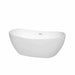 Rebecca 60" Freestanding Acrylic White Bathtub With Shiny White Trim No Faucet Top Front View