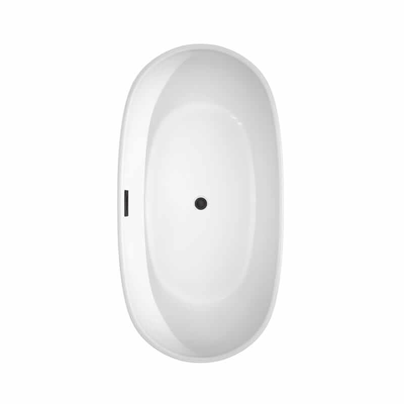 Rebecca 60 Inch Freestanding Acrylic White Bathtub With Matte Black Trim Top View