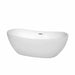 Rebecca 65" Freestanding Acrylic White Bathtub With Polished Chrome Trim No Faucet Top Front View
