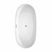 Rebecca 65 Inch Freestanding Acrylic White Bathtub With Brushed Nickel Trim Top View