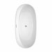 Rebecca 65 Inch Freestanding Acrylic White Bathtub With Polished Chrome Trim No Faucet Top View