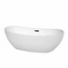 Rebecca 70" Freestanding Acrylic White Bathtub With Matte Black Trim No Faucet Top Front View
