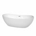 Rebecca 70" Freestanding Acrylic White Bathtub With Polished Chrome Trim No Faucet Top Front View