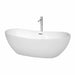 Rebecca 70" Freestanding Acrylic White Bathtub With Polished Chrome Trim Top Front View