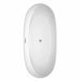 Rebecca 70 Inch Freestanding Acrylic White Bathtub With Brushed Nickel Trim Top View