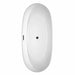 Rebecca 70 Inch Freestanding Acrylic White Bathtub With Matte Black Trim Top View