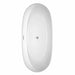 Rebecca 70 Inch Freestanding Acrylic White Bathtub With Polished Chrome Trim Top View