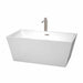 Sara 59" Freestanding Acrylic White Bathtub With Brushed Nickel Trim Top Front View