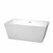 Sara 59" Freestanding Acrylic White Bathtub With Polished Chrome Trim No Faucet Top Front View