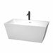 Sara 59" Freestanding Acrylic White Bathtub With Shiny White Trim and Matte Black Faucet Top Front View
