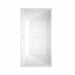 Sara 59 Inch Freestanding Acrylic White Bathtub With Shiny White Trim and Brushed Gold Faucet Top View