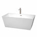 Sara 63" Freestanding Acrylic Bathtub With Brushed Nickel Trim Top Front View