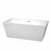 Sara 63" Freestanding Acrylic White Bathtub With Brushed Nickel Trim No Faucet Top Front View