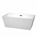 Sara 63" Freestanding Acrylic White Bathtub With Matte Black Trim No Faucet Top Front View