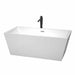 Sara 63" Freestanding Acrylic White Bathtub With Polished Chrome Trim and Matte Black Faucet Top Front View