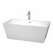 Sara 63" Freestanding Acrylic White Bathtub With Polished Chrome Trim Top Front View