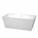 Sara 63" Freestanding Acrylic White Bathtub With Shiny White Trim No Faucet Top Front View