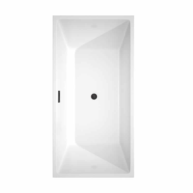 Sara 63 Inch Freestanding Acrylic Bathtub With Matte Black Trim Top View
