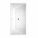 Sara 63 Inch Freestanding Acrylic White Bathtub With Polished Chrome Trim and Matte Black Faucet Top View